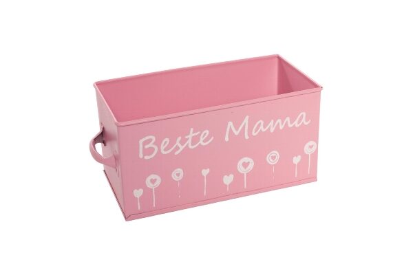Metall-Kiste "Beste Mama" pink Aufbewahrungsbox Pflanzkiste Muttertag