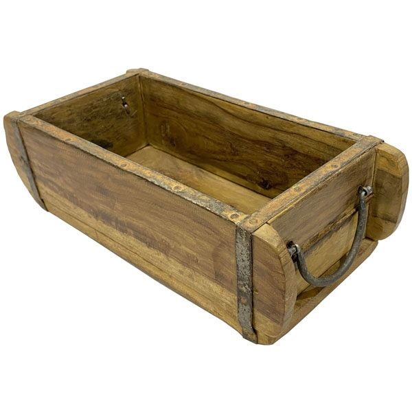 Holzschachtel Ziegelform mit Griff 1 Fach alte Backsteinform Holz Box Kiste  