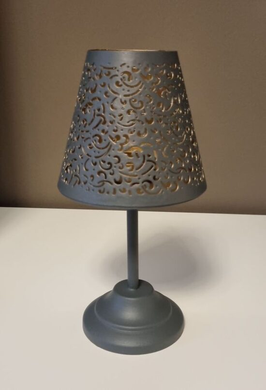 Ambiente Haus Teelichthalter “Lampe“ Grau Metall Ø12× H 24cm rund Kerzenhalter