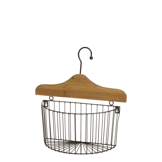 Chic Antique Aufbewahrung Korb mit Kleiderbügel schwarz/natur 