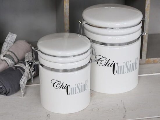 Chic Antique Vorratsdosen Set 2-teilig Porzellan mit Bügelverschluss – Vintage Weiß – Landhausstil