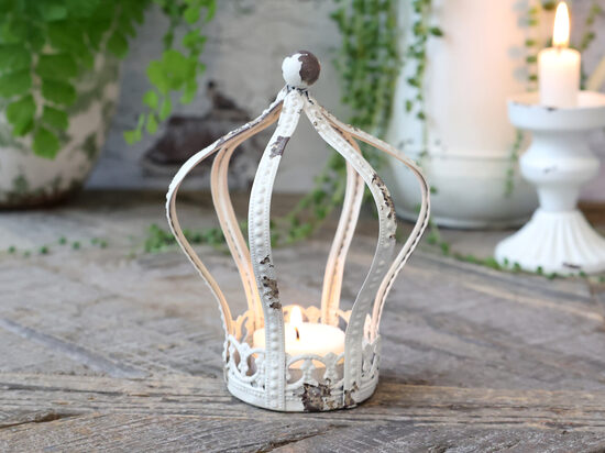 Chic Antique Teelicht Krone Teelichthalter Kerzenleuchter antique creme shabby