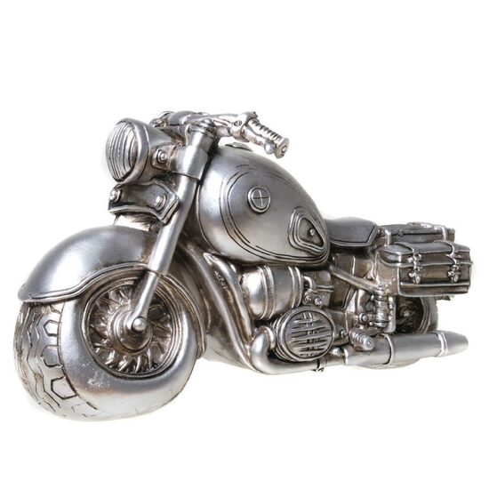 Spardose, Sparschwein  Motorrad / Chopper, silberfarben L 21cm