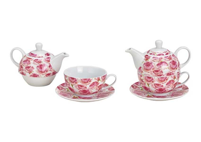  Tea for One Set ( 1 kleine Teekanne + 1 Tasse zum Stapeln + Untertasse) Porzellan 
