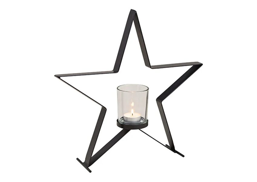 Stern Windlicht Teelichthalter Kerzenglas 1 Flammig 2 Größen