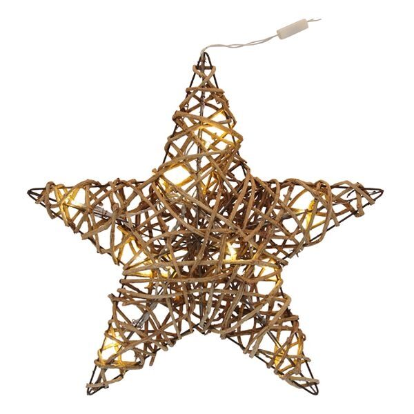 Weihnachts-Stern LED Lampen Rattan-Geflecht Fensterdeko Weihnachten Fensterschmuck beleuchtet 2 Größen