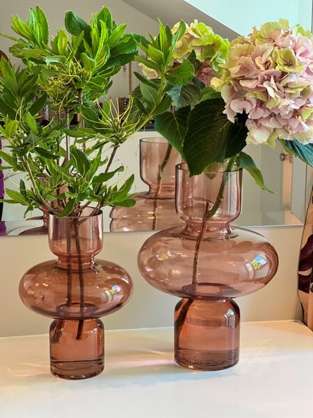  Nordische minimalistische Blumenvase Dekorative Vase Blush , Glas  2 Größen