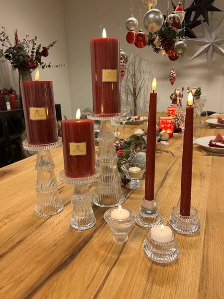 Amira Kerzenhalter & Vase Double Glas klar Blumenvase Kerzenständer 2 Größen