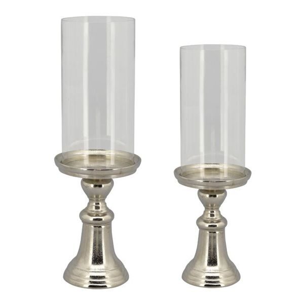 Extravaganter Kerzenhalter Windlicht auf Fuss Kerzenglas Aluminium/Glas