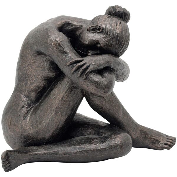 Skulptur nackte sitzende Frau Skulptur "Innere Ruhe", Figur Bronze Optik groß 