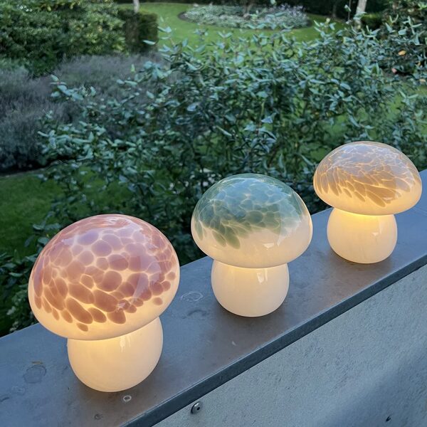 Mushroom Glaslampe Tischlampe, Kabellos, Pilz 	5H Timerfunktion 2 Farben