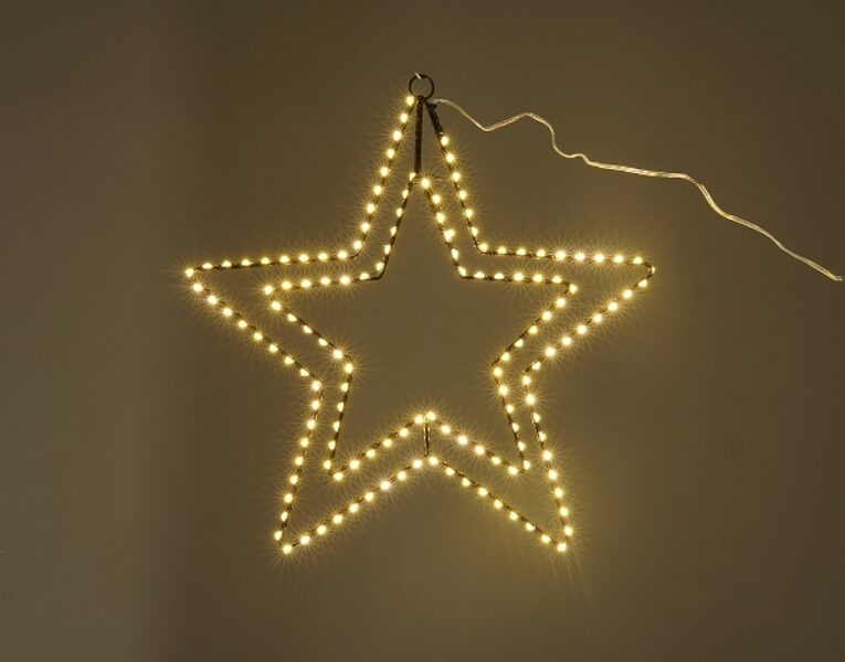 LED Leuchtstern Stern Silhouette  Metall schwarz Weihnachtsbeleuchtung 145 LED´s