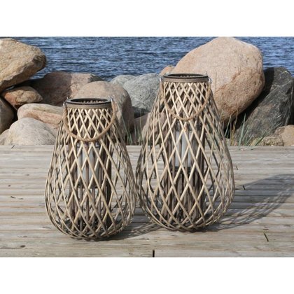 Chic Antique Franz. Geflecht Laterne Windlicht / Natur Top H 70 cm D 45 cm Laterne rechts