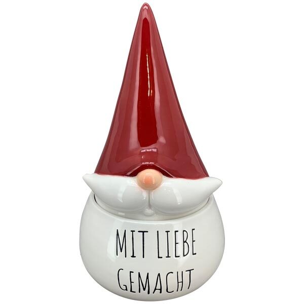 Plätzchendose " Gnom" Keksdose Gebäckdose Weihnachten Tischdeko weiß/rot H 24,5cm