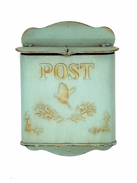 Nostalgischer Briefkasten Metall Antik-Look Shabby Mailbox im Landhaus Shabby Chic Stil, antik grün