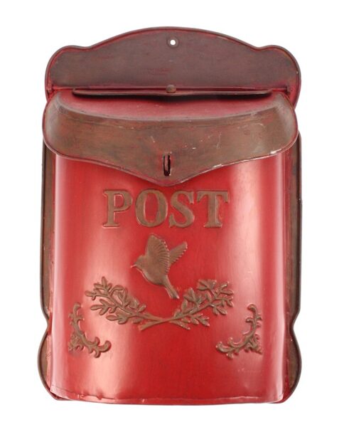 Nostalgischer Briefkasten Metall Antik-Look Shabby Mailbox im Landhaus Shabby Chic Stil, rot
