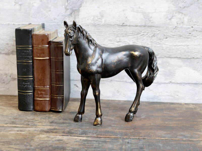 Chic Antique Skulptur Dekofigur Pferd Polyresin antique schwarz H 23,5cm