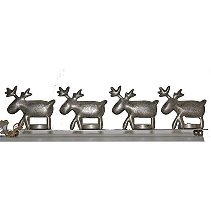 Teelichthalter Elch Antik silber für 4 Teelichter L 39 cm Weihnachten Deko