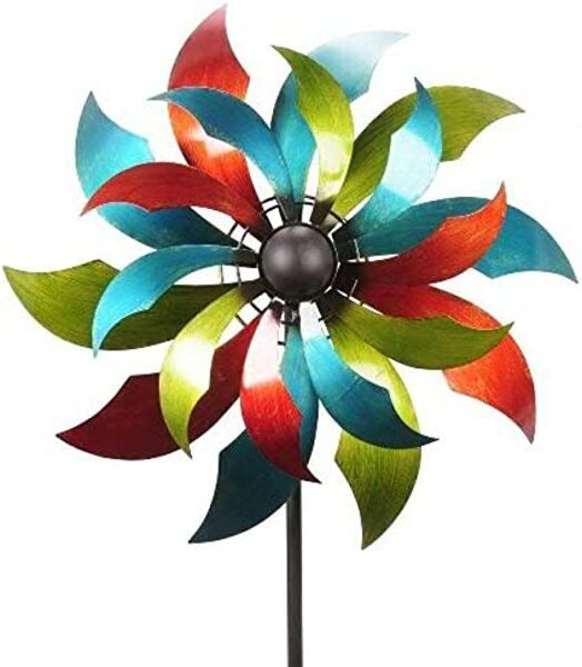 XXL Windrad Art Ferro Sonne Metall Windspiel Gartenstecker H 230 cm Ø 68,5cm