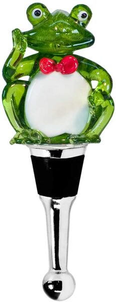 Flaschenverschluss Frosch für Champagner, Wein und Sekt, Höhe 11 cm, Muranoglas-Art, Handarbeit