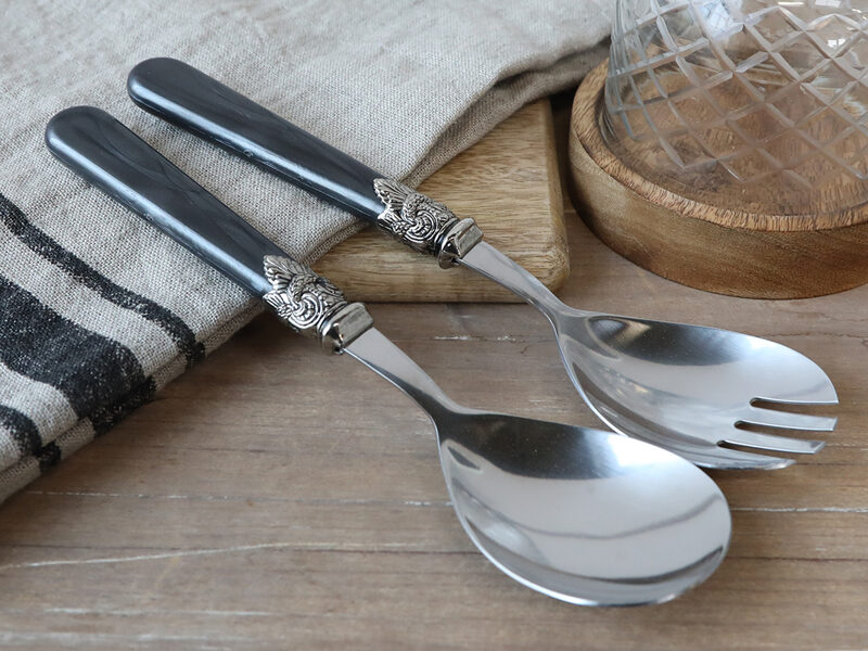 Chic Antique Salatbesteck 2-Teile Dekor Antique Kohle Look Vintage Nostalgie