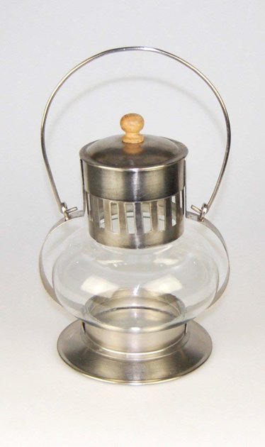 Laterne Windlicht Französischer Landhausstil Shabby Metall / Glas Silber H 21 cm