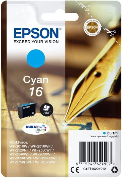 Epson Original 16 Tinte Füller, Cyan, 3,1ml