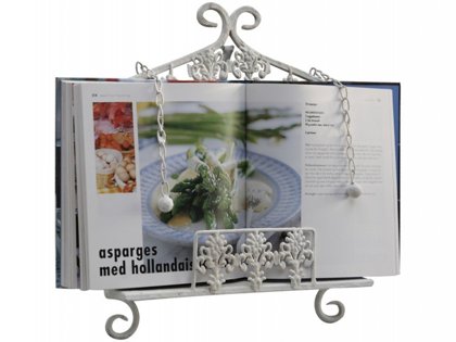 Chic Antique Kochbuchständer Buchständer Buchstütze Metall weiß Shabby Chic Landhaus-Stil