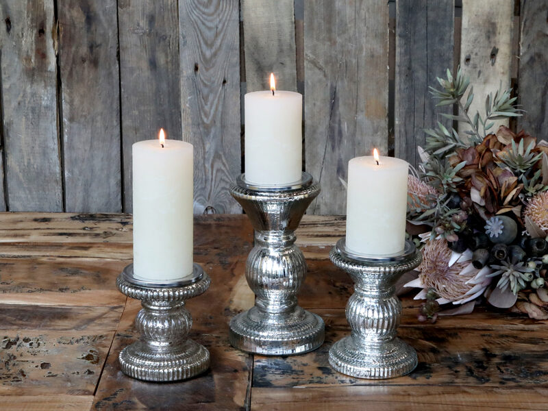  Chic Antique Kerzenhalter Kerzenleuchter Silber Kerzenständer Bauernsilber H 15,5 cm