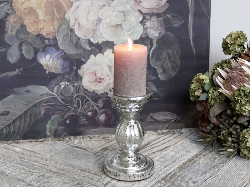  Chic Antique Kerzenhalter Kerzenleuchter Silber Kerzenständer Bauernsilber H 19 cm