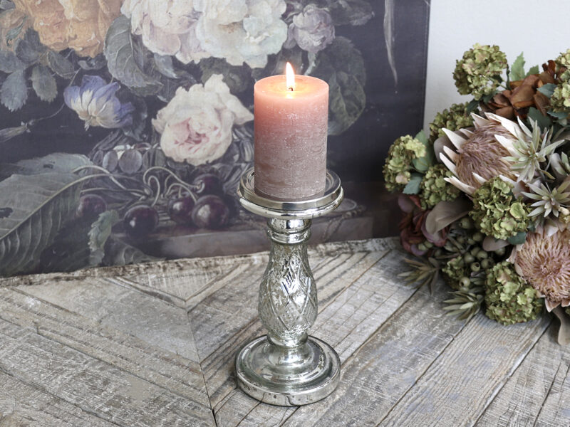  Chic Antique Kerzenhalter Kerzenleuchter Silber Kerzenständer Bauernsilber H 24 cm