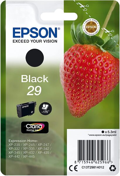 Epson 235M206 Original 29 Tinte Erdbeere 1er Pack Schwarz 5,3ml
