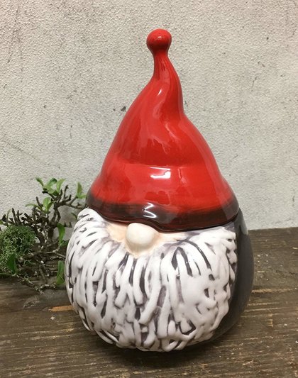 Wichtel Troll Keramik Dunkelrot Weihnachtsmann Weihnachten Dekofigur H 20 cm