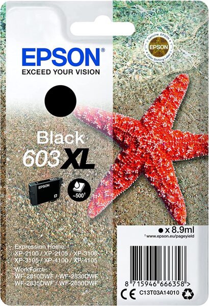 Epson Original 603XL Tinte Seestern, Singlepack schwarz XL, 8,9ml