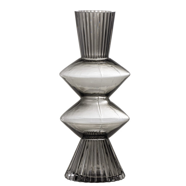 Bloomingville Nordische minimalistische Blumenvase Dekorative Vase Grau, Glas H 26cm