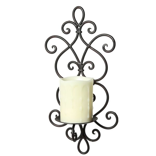 Ambiente Haus Wandkerzenhalter Wandleuchte Kerzenhalter Schmiedeeisen H 37cm Antik Schwarz