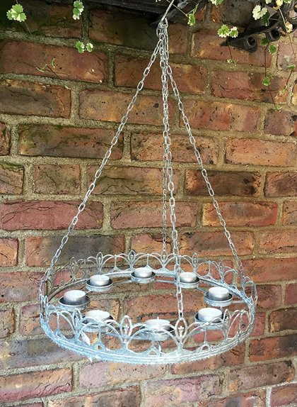 Hänge Kranz Windlicht Teelicht-Halter Kerzenständer für 8 Teelichter Ø 38 cm Deko Vintage