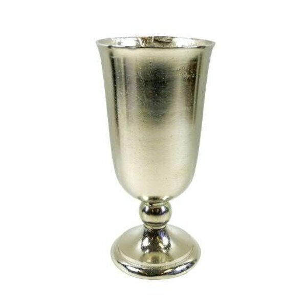 Pokal Deko Blumen Vase Silber ° Aluminium Matt Landhaus H 36 cm