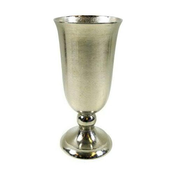 Pokal Deko Blumen Vase Silber ° Aluminium Matt Landhaus H 28 cm