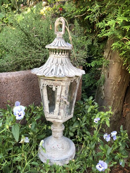 Laterne Stand Windlicht Orient Metall Garten Deko Antik Grau Vintage H 40 cm
