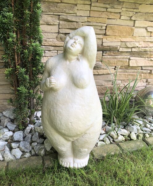Frauen Skulptur HILDA Dicke Dame in Steinoptik Garten Figur Deko H 61 cm