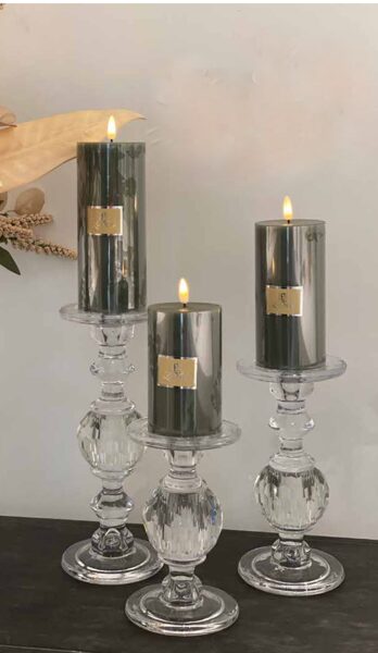 Luna Glas Kerzenhalter transparent/klar Stab/ Stumpenkerzen Kerzenständer 3 Größen Varianten 