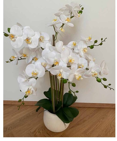 Orchidee Phalaenopsis Kunstblume mit Keramiktopf weiß H 70 cm
