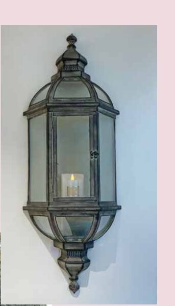 Laterne zur Wandmontage Vintage Antik-Look Metall Glas H 90 cm