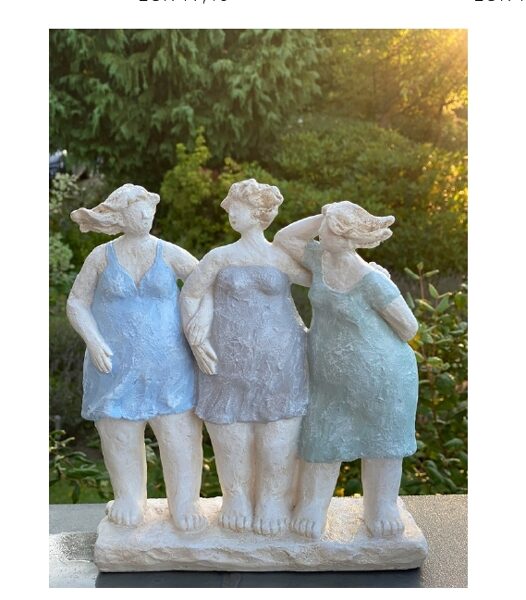 Frauengruppe stehend Polyresin, Frau, Skulptur, Dekoration Pastelltöne H 26cm