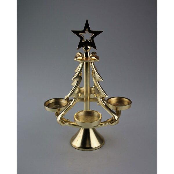 Christbaum Adventkranz Aluminium Kerzenhalter mit 4 Kerzenteller Gold H 40cm