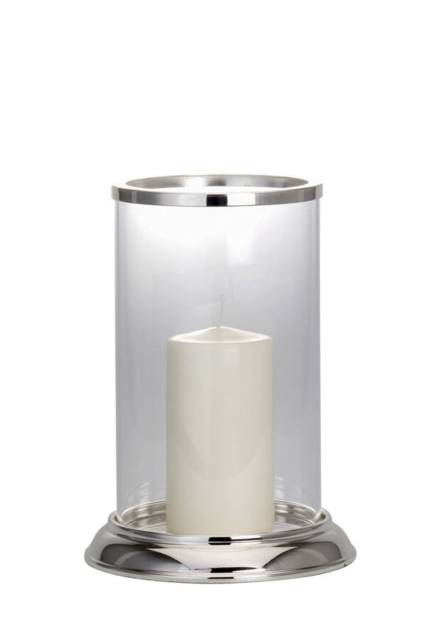 Extravagantes Windlicht / Kerzenhalter glatt poliert -versilbert 3 Größen